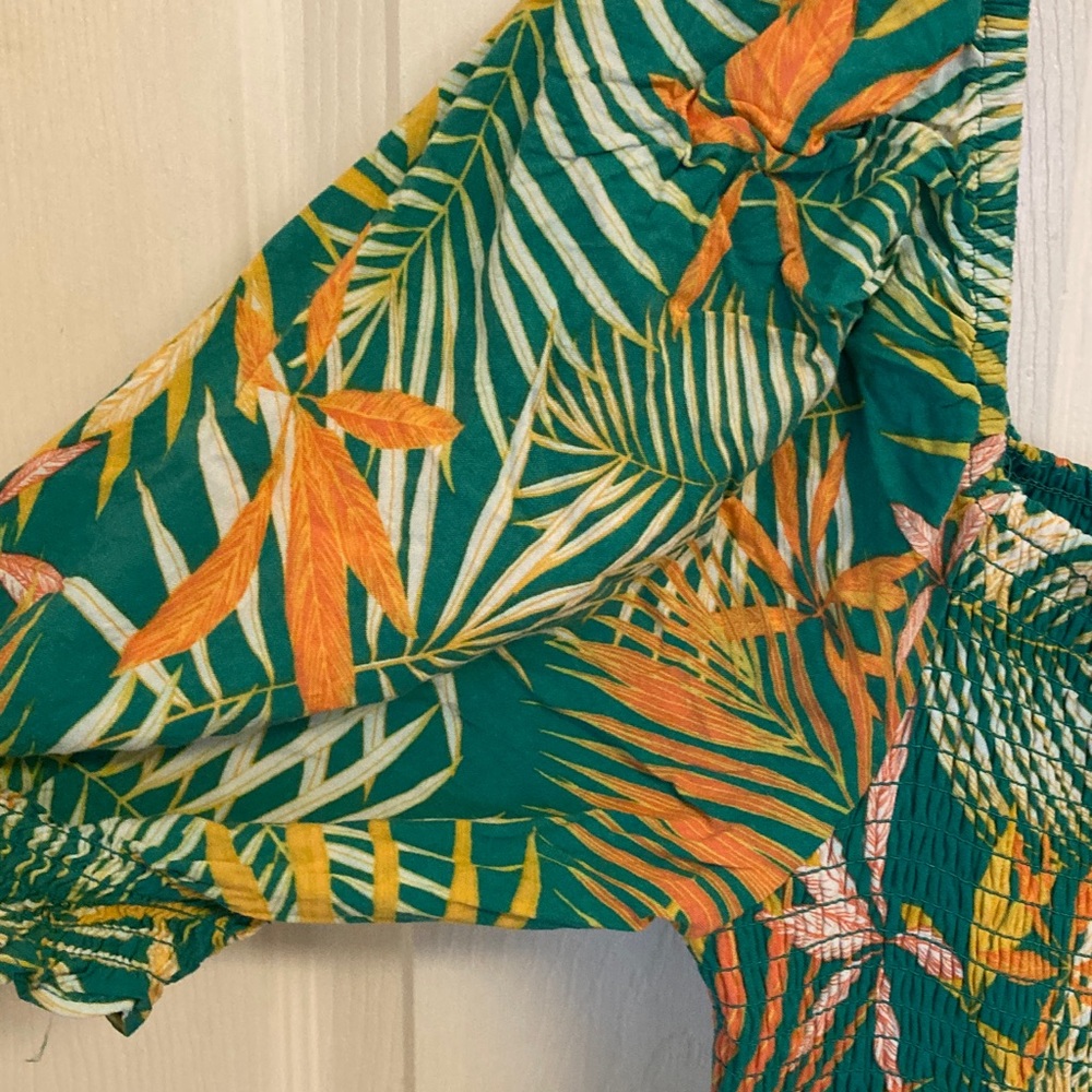 Betsey Johnson Green Palm-Print Maxi Dress with Yellow & White Accents - Picture 4 of 8